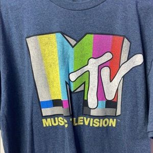 Faded blue MTV glitch shirt